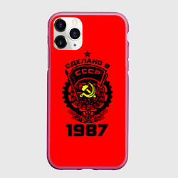 Чехол iPhone 11 Pro матовый Сделано в СССР 1987, цвет: 3D-малиновый