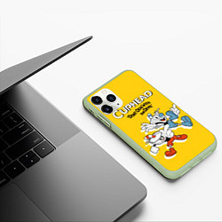 Чехол iPhone 11 Pro матовый Cuphead: Don't deal with the Devil, цвет: 3D-салатовый — фото 2
