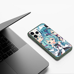Чехол iPhone 11 Pro матовый Hatsune Miku, цвет: 3D-темно-зеленый — фото 2