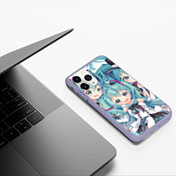 Чехол iPhone 11 Pro матовый Hatsune Miku, цвет: 3D-светло-сиреневый — фото 2