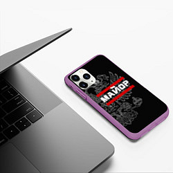 Чехол iPhone 11 Pro матовый Майор: герб РФ, цвет: 3D-фиолетовый — фото 2