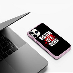 Чехол iPhone 11 Pro матовый System of a Down Blood, цвет: 3D-розовый — фото 2