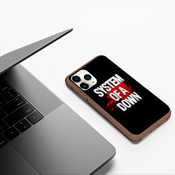 Чехол iPhone 11 Pro матовый System of a Down Blood, цвет: 3D-коричневый — фото 2