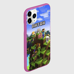 Чехол iPhone 11 Pro матовый Майнкрафт: Антон, цвет: 3D-фиолетовый — фото 2