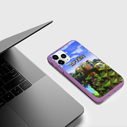 Чехол iPhone 11 Pro матовый Майнкрафт: Артём, цвет: 3D-фиолетовый — фото 2