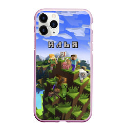 Чехол iPhone 11 Pro матовый Майнкрафт: Илья, цвет: 3D-розовый