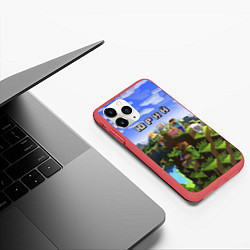 Чехол iPhone 11 Pro матовый Майнкрафт: Юрий, цвет: 3D-красный — фото 2