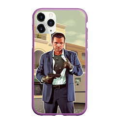 Чехол iPhone 11 Pro матовый GTA V: Michael, цвет: 3D-фиолетовый