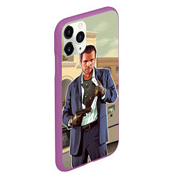 Чехол iPhone 11 Pro матовый GTA V: Michael, цвет: 3D-фиолетовый — фото 2