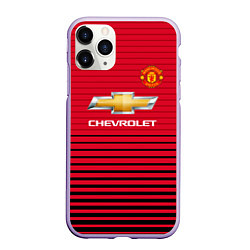 Чехол iPhone 11 Pro матовый FC Manchester United: Away 18/19, цвет: 3D-светло-сиреневый
