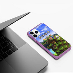 Чехол iPhone 11 Pro матовый Minecraft: Маша, цвет: 3D-фиолетовый — фото 2