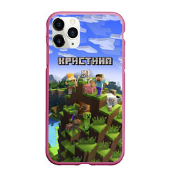 Чехол iPhone 11 Pro матовый Майнкрафт: Кристина, цвет: 3D-малиновый