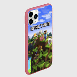 Чехол iPhone 11 Pro матовый Майнкрафт: Кристина, цвет: 3D-малиновый — фото 2