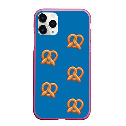 Чехол iPhone 11 Pro матовый Любитель крендельков, цвет: 3D-малиновый