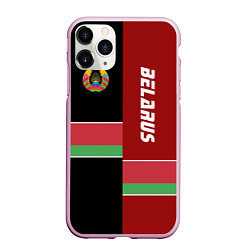 Чехол iPhone 11 Pro матовый Belarus Style, цвет: 3D-розовый