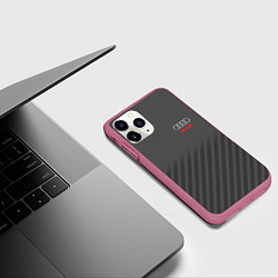 Чехол iPhone 11 Pro матовый Audi: Grey Sport Line, цвет: 3D-малиновый — фото 2