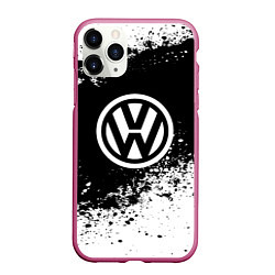 Чехол iPhone 11 Pro матовый Volkswagen: Black Spray, цвет: 3D-малиновый