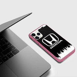 Чехол iPhone 11 Pro матовый Honda: Black Side, цвет: 3D-малиновый — фото 2