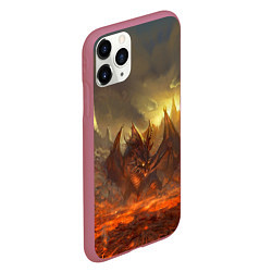 Чехол iPhone 11 Pro матовый Linage II: Fire Dragon, цвет: 3D-малиновый — фото 2