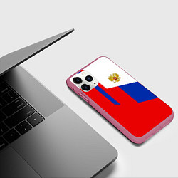 Чехол iPhone 11 Pro матовый Russia: Geometry Tricolor, цвет: 3D-малиновый — фото 2