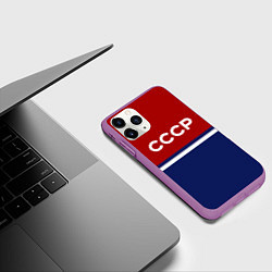 Чехол iPhone 11 Pro матовый СССР: Спортсмен, цвет: 3D-фиолетовый — фото 2