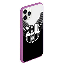 Чехол iPhone 11 Pro матовый FC Barcelona: Black Style, цвет: 3D-фиолетовый — фото 2