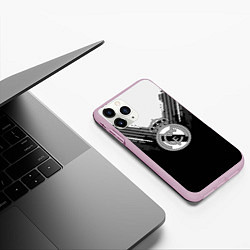 Чехол iPhone 11 Pro матовый FC Real Madrid: Black Style, цвет: 3D-розовый — фото 2