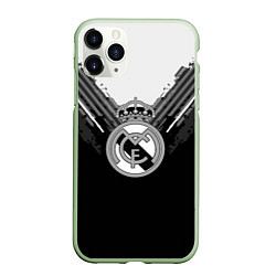 Чехол iPhone 11 Pro матовый FC Real Madrid: Black Style, цвет: 3D-салатовый