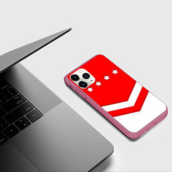Чехол iPhone 11 Pro матовый Звезды Спартака, цвет: 3D-малиновый — фото 2