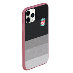 Чехол iPhone 11 Pro матовый ФК Ливерпуль: Серый стиль, цвет: 3D-малиновый — фото 2