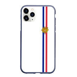 Чехол iPhone 11 Pro матовый Франция: лента с гербом, цвет: 3D-серый
