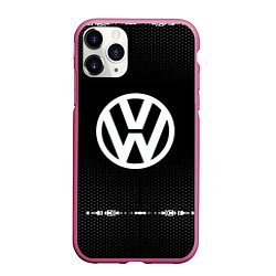 Чехол iPhone 11 Pro матовый Volkswagen: Black Abstract, цвет: 3D-малиновый