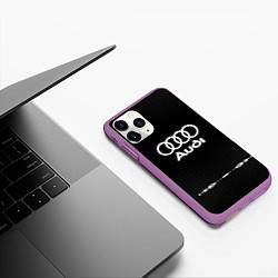 Чехол iPhone 11 Pro матовый Audi: Black Abstract, цвет: 3D-фиолетовый — фото 2