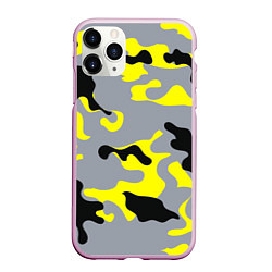 Чехол iPhone 11 Pro матовый Yellow & Grey Camouflage