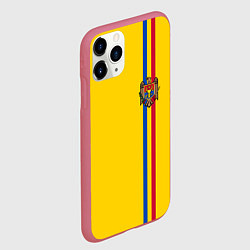 Чехол iPhone 11 Pro матовый Молдавия: лента с гербом, цвет: 3D-малиновый — фото 2
