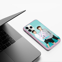 Чехол iPhone 11 Pro матовый Shownu & Kihyun, цвет: 3D-розовый — фото 2