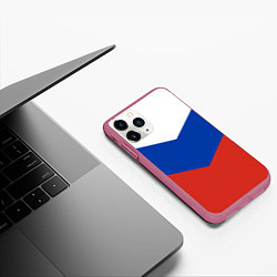Чехол iPhone 11 Pro матовый Российский триколор, цвет: 3D-малиновый — фото 2