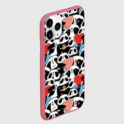 Чехол iPhone 11 Pro матовый Funny Pandas, цвет: 3D-малиновый — фото 2