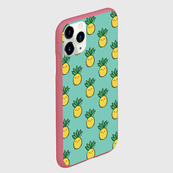 Чехол iPhone 11 Pro матовый Веселые ананасы, цвет: 3D-малиновый — фото 2