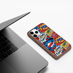 Чехол iPhone 11 Pro матовый Pop art pattern, цвет: 3D-коричневый — фото 2