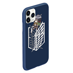 Чехол iPhone 11 Pro матовый Микаса Аккерман чибик, цвет: 3D-тёмно-синий — фото 2