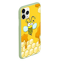 Чехол iPhone 11 Pro матовый Веселая пчелка, цвет: 3D-салатовый — фото 2