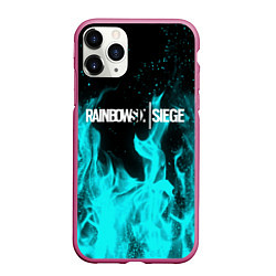 Чехол iPhone 11 Pro матовый R6S: Turquoise Flame, цвет: 3D-малиновый