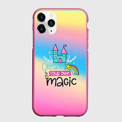 Чехол iPhone 11 Pro матовый Create your own magic, цвет: 3D-малиновый
