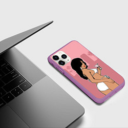 Чехол iPhone 11 Pro матовый GTA VC: Girl with Martini, цвет: 3D-фиолетовый — фото 2