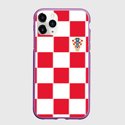 Чехол iPhone 11 Pro матовый Сборная Хорватии: Домашняя ЧМ-2018, цвет: 3D-фиолетовый