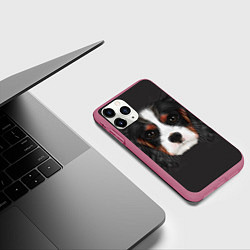 Чехол iPhone 11 Pro матовый Cavalier King Charles, цвет: 3D-малиновый — фото 2