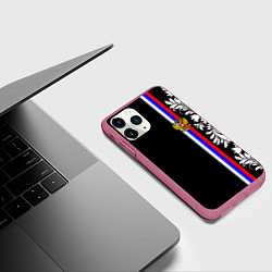 Чехол iPhone 11 Pro матовый Россия: цветочная коллекция, цвет: 3D-малиновый — фото 2