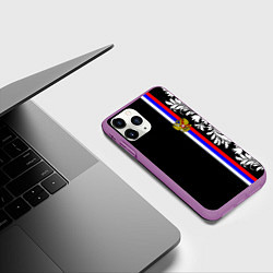 Чехол iPhone 11 Pro матовый Россия: цветочная коллекция, цвет: 3D-фиолетовый — фото 2