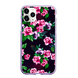 Чехол iPhone 11 Pro матовый Розы во тьме, цвет: 3D-светло-сиреневый